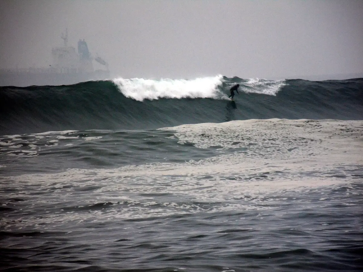 Surfista tomando una ola en la playa El Laucho de Arica